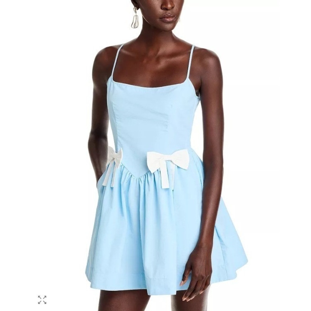 Ciao Lucia Neroni Mini Dress Womens M Ice Blue Bow Vintage Inspired Coquette NWT